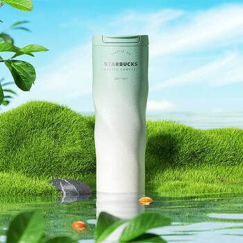 星巴克 薄荷绿系列 经典简约绿色款不锈钢保温杯 经典绿色渐层款翻盖