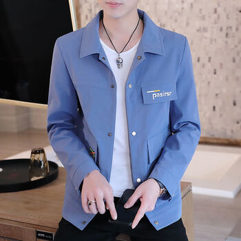 加厚早春男士男生春款男式蓝色春秋款时尚夹克2009l码建议105120斤