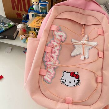 凯蒂猫高颜值背包女双肩包粉色可爱百搭猫书包女粉色普通版无加固