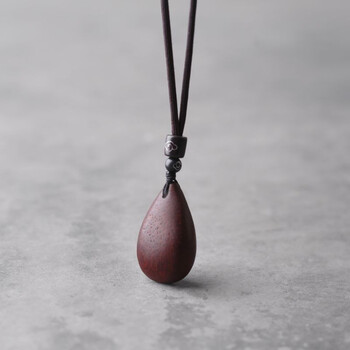 印度小叶紫檀沉香水滴木吊坠男女项链项坠挂件文艺风长款古风饰品小叶