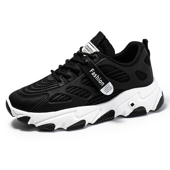 shu夏季运动鞋男老爹鞋透气学生鞋休闲鞋子男生韩版潮流运动鞋黑色40