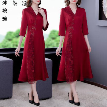 桂杉格婚礼妈妈装礼服加肥加大妈妈婚礼服时尚年轻中年妈妈装婚宴礼服