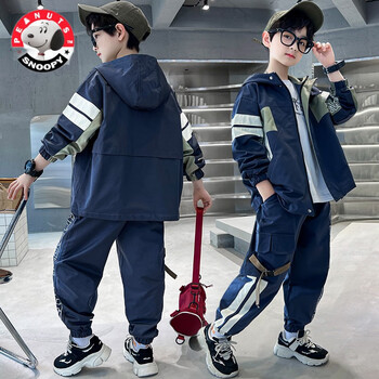 史努比男童装春秋款两件套装男孩大儿童洋气网红时髦帅气秋季潮衣服8