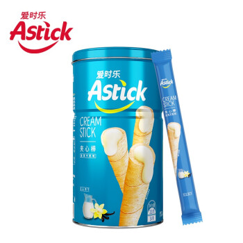 愛(ài)時(shí)樂(lè)（Astick）夾心棒注心餅干香草牛奶味330g 休閑零食喜禮團(tuán)購(gòu)早餐 