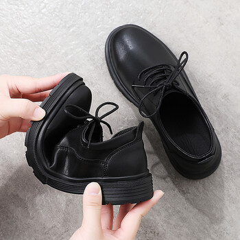 高中生初中学生皮鞋女黑色加绒软底工作鞋职业上班单鞋秋冬装英伦风小