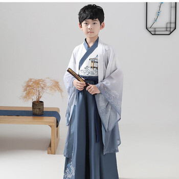 汉服男童儿童夏季古装小孩中式古风舞台演出服学生复古唐装中大童男孩