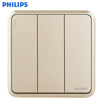 上新飞利浦philips开关插座面板店恒昕香槟金色家用五孔usb插座86型