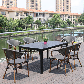 户外桌椅庭院带伞室外咖啡厅藤椅奶茶店餐饮外摆阳台桌椅三件组合