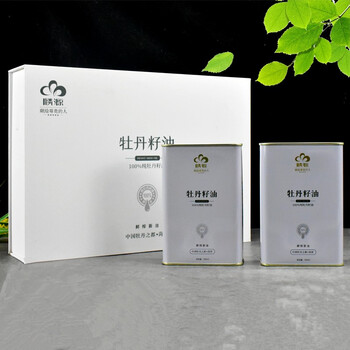 菏泽特产麟源纯牡丹籽油冷榨健康植物食用油500ml2桶高档礼盒装