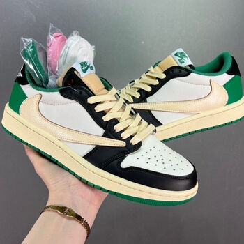 nike耐克纯原头层高品质 low 黑白绿倒勾 乔一低帮倒钩篮球鞋鞋带