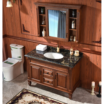 实木浴室柜卫生间洗脸洗手台盆储物镜柜组合品牌卫浴130cm泰国橡胶木