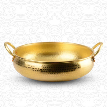 铜火锅紫铜燃气铜锅手工黄铜燃气火锅炉煤气灶铜锅炉16cm单人黄铜锅