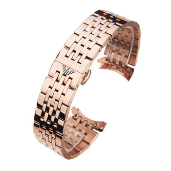 适用阿玛尼手表带男钢带原装ar6000824772434蝴蝶扣精钢女士手表链