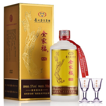茅台集团 全家福n30 53度酱香型白酒飞天仙女图 礼盒酒水 500ml(带杯)