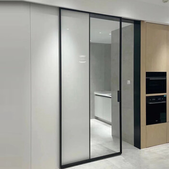 森潮无上轨平移门谷仓门单吊轨推拉门极窄边厨房卫生间门钛镁合金门