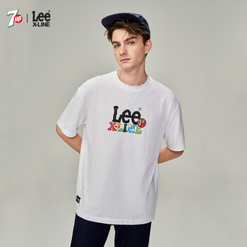 lee7up联名23春夏七喜舒适版印花圆领男短袖t恤lmt005364白色s