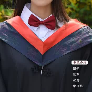 学士服毕业礼服大学生男女学院风工科本科文科硕士博士导师袍 红色