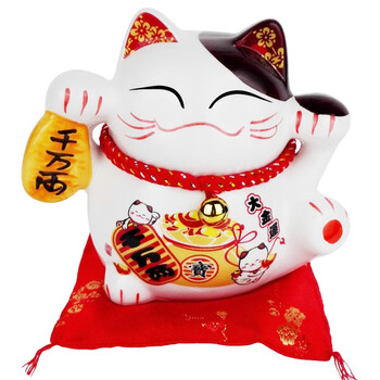 楚伟 招财猫存钱罐储钱罐摆件小号可爱迷你五福猫开业送礼家居客厅