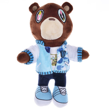流彗kanye辍学熊跨境新品kanye teddy bear侃爷同款泰迪熊毛绒玩 蓝