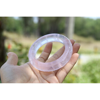 荟隆专柜63 天然冰种粉晶手镯 粉色冰花芙蓉石马粉镯子 莫桑比克冰