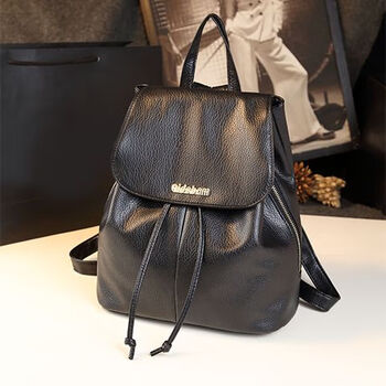 coogi双肩包女韩版潮新款休闲时尚百搭软皮书包女简约高档背包英伦风