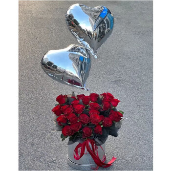 花与千寻鲜花速递草莓熊玫瑰花抱抱桶送女友生日礼物全国同城配送 33朵红玫瑰抱抱桶