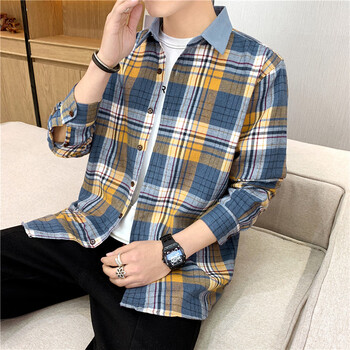 班尼路baleno2022春秋装新款班尼路格子衬衫男士韩版潮流时尚潮牌上衣