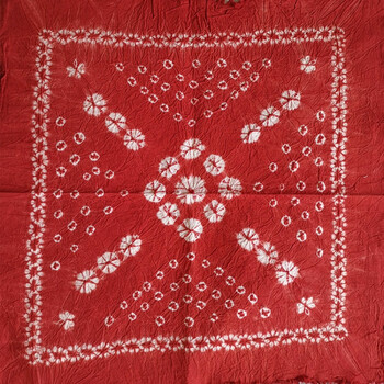 云南扎染布料云南大理纯手工扎染布头巾方巾桌布餐垫杯垫53cm53cm橙红