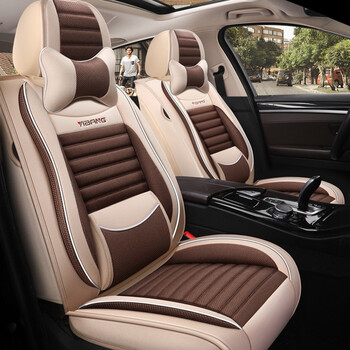 丰田霸道普拉多2700夏季亚麻全包汽车坐垫4000四季通用座套豪华版咖色