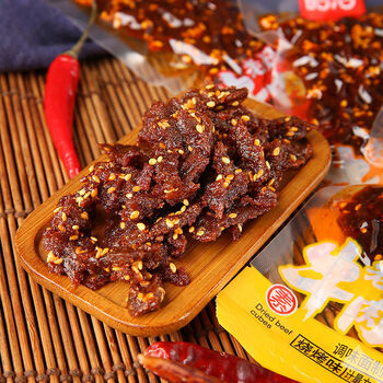 上海可发牛肉辣条牛肉粒辣条麻辣香辣味素食面筋辣条儿时小吃零食麻辣