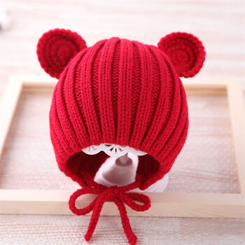 宝宝帽子秋冬天婴儿针织帽冬季儿童毛线帽男童女童护耳帽可爱保暖