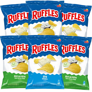 乐事(lays)乐事ruffles莱芙士薯片82g*2原味酸奶油洋葱味休闲膨化