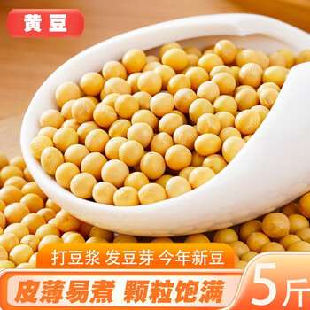 黄豆5斤新货东北大豆农家自种土黄豆榨豆浆发豆芽五谷杂粮精选黄豆250