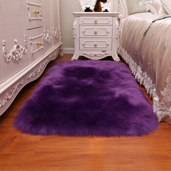 长毛绒地毯椭圆形垫卧室床边毯装饰满铺房间可爱少女公主粉色 深紫色