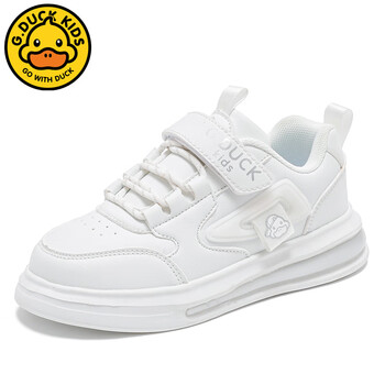 小白鞋品牌春秋款男童中大童皮面气垫底儿童学生运动鞋白色皮面234530