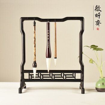 16挂简约新中式毛笔挂架文房四宝红木笔架书房摆件收