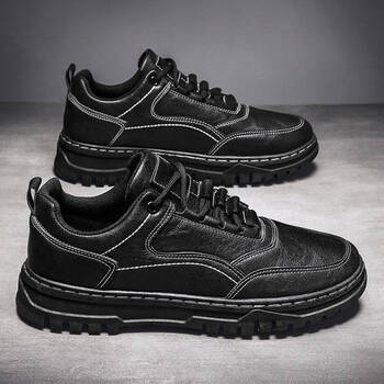 劳保鞋厨师鞋男防滑防水上班工作休闲皮鞋小黑鞋增高鞋子男鞋 dg16