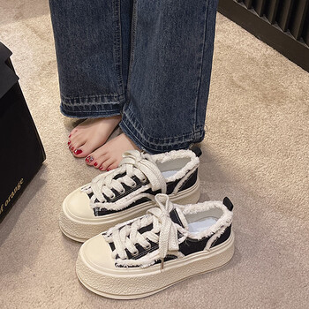 新款夏季厚底运动板鞋复古日系 黑色 35 标准码数【图片 价格 品牌