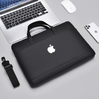 森雨轩苹果Apple笔记本电脑包MacBook Air13.3Pro手提包15/16英寸单肩包 皮革款黑色【带logo】 13.3英寸