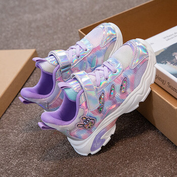 鞋网面透气春秋季新款儿童鞋子女孩跑步鞋休闲鞋hdla88紫色双网27码