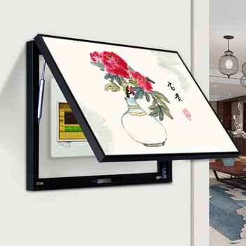 新中式电表箱装饰画餐厅电闸箱挂画液压上翻配电箱画客厅遮挡画现代