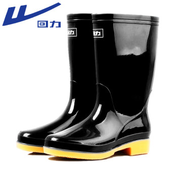 回力雨鞋女时尚户外下雨天防水雨靴水鞋耐磨胶鞋6813黑色中筒38