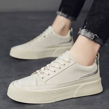 墨华灼灼春秋款夏季男鞋学生低帮面厚底板鞋定制联名款米色39