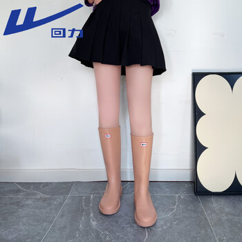 回力雨鞋女士时尚防水防滑水鞋高筒耐磨胶鞋雨靴33-1 卡其 38 