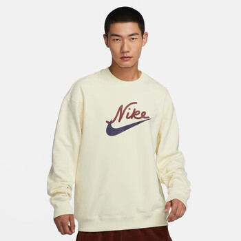 nike耐克男子针织运动衫冬季新款圣诞卫衣宽松法式毛圈fv9513113椰奶