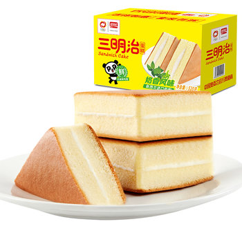 盼盼 三明治蛋糕 营养早餐夹心零食品整箱下午茶点心夜宵糕点 520g/盒 【奶油夹心】三明治蛋糕520g