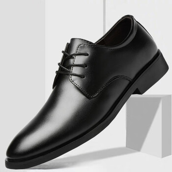 七匹狼官方自营旗舰店皮鞋男款韩版商务秋季休闲真皮透气英伦防臭黑色