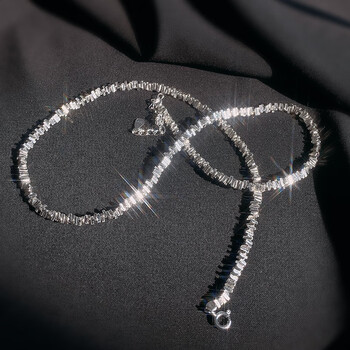 周大福银碎银几两s925碎子项链2024新款波光粼粼碎银几两锁镀款碎子