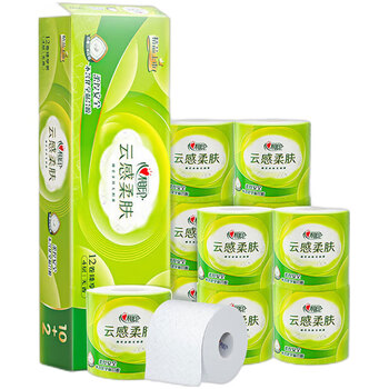 心相印 110克四层立体压花卷筒卫生纸 12粒/提 云感系列bt5312