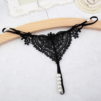 女套装文胸内裤成人女士三点式透视性感透明蕾丝女生性用品 黑色 珍珠